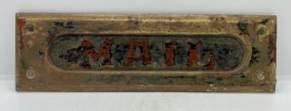 Old Pa.  Vintage Victorian Home Antique Spring Loaded Rustic Brass Mail Slot
