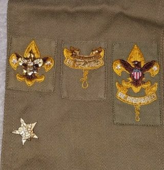 Green Vintage mid - 1940 ' s Boy Scouts of America Merit Badge Sash w/Ranks and Pins 3
