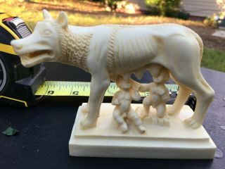 Romulus And Remus Statue Italy Souvenir Vintage Carved From Natural Materials