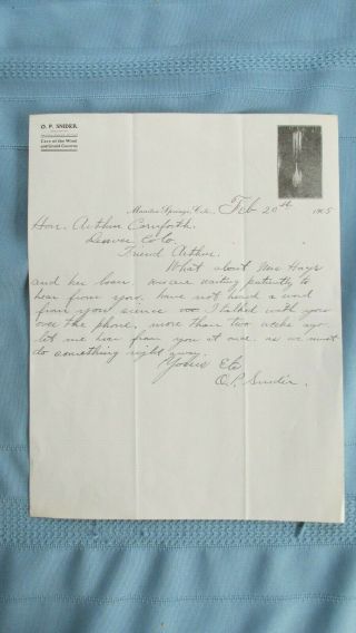 1905 Manitou Springs Colorado Cave Of The Winds & Grand Caverns Letterhead