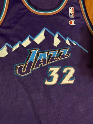 Vtg Karl Malone Utah Jazz NBA Champion Jersey Sz 48 Plus Throwback Shirt 3