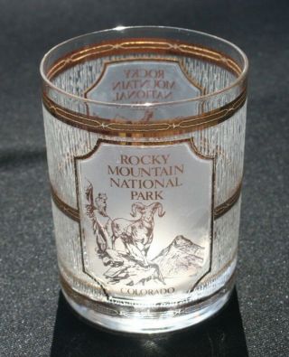 CULVER GLASS Rocky Mountain National Park Colorado Souvenir Gold Trim 3