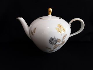 Vtg Seltmann Weiden Bavaria Liane Off White Porcelain Teapot W/yellow Rose