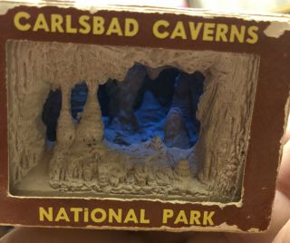 Vintage Carlsbad Caverns National Park Mini - Scene Box Souvenir Blue Usa