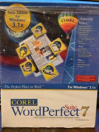 Corel Wordperfect 7 Suite Windows 3.  1x Books And Cd Vintage Quattro Pro Paradox