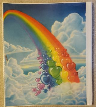 Vintage Mead Data Center Binder Rainbow Hearts 80s Trapper Keeper Style