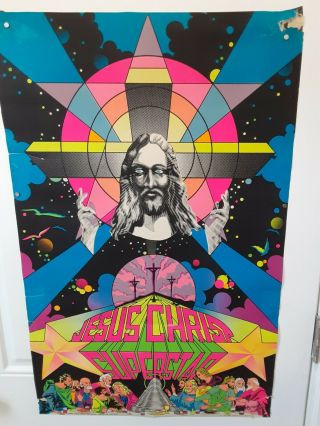 Jesus Christ Superstar Blacklight Poster 1971 Third Eye Vintage Good Vg