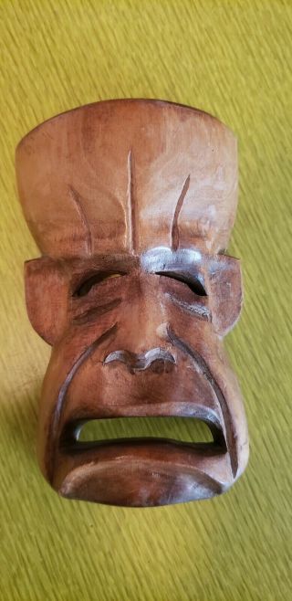 Vintage Alii Woods Wooden Carved Hanging Mask Honolulu Hawaii Hawaiian Tiki God