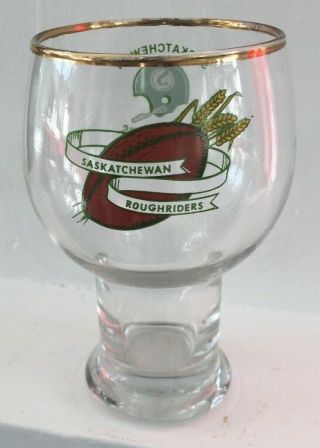Vintage 1960s Cfl Saskatchewan Roughriders Beer Glass Canadian Football
