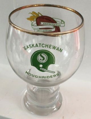 VINTAGE 1960s CFL Saskatchewan Roughriders Beer Glass Canadian Football 2