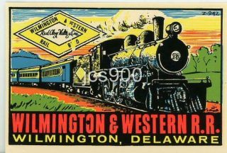 Vintage Wilmington & Western Railroad Train Delaware Souvenir Water Travel Decal