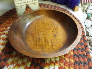 Large Rustic Primitive Vintage Hand Carved Wood Bowl Signed Maggie 16 