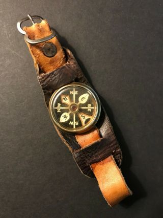 Vintage Marbles Gladstone Wrist Compass Leather Band Michigan