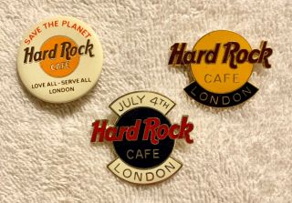 Set Of 3 Hard Rock Cafe London Pins - 1989 - Fc Parry England -