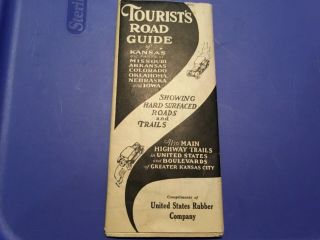 1925 Tourists Road Guide Of Kansas (pre - Numbers) Compliments Of U.  S.  Rubber Co.