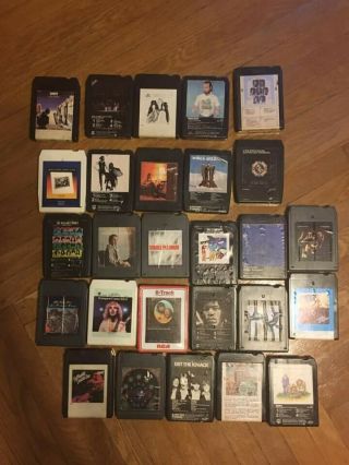 Vintage 8 Track Tape Storage Case And 27 Tapes Kiss Jimi Hendrix Stones Sweet