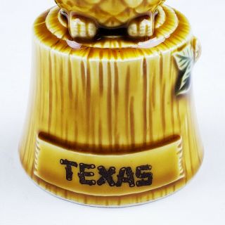 Vintage Texas Owl Bell Brown Ceramic 4.  5 