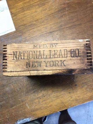 Vintage National Lead N.  Y.  Tatham Air Rifle Finger Joint Advertising Wood Box