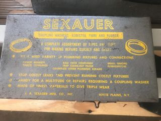 Vintage Sexauer Handy Andy 17a Coupling Washers - Fibre And Rubber,  Tin Metal Box