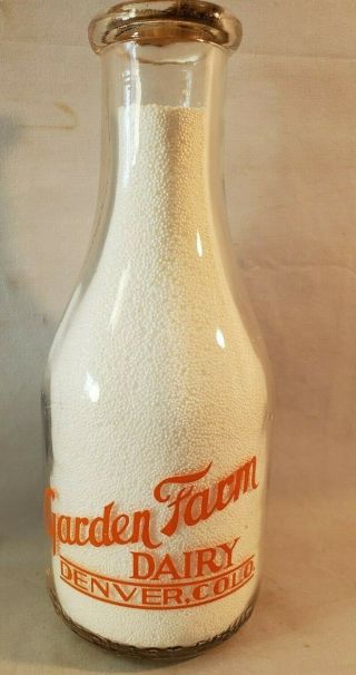 Trpq Vintage 2 Color Pyro Milk Bottle Garden Dairy Denver Co Polar Bear Nr