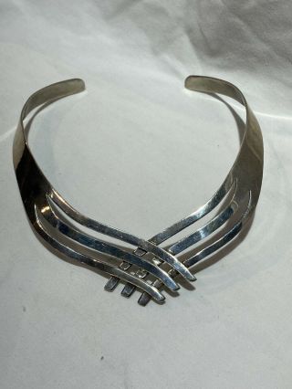 Vintage Sterling Silver Taxco Mexico Choker Necklace Signed 60 Grams