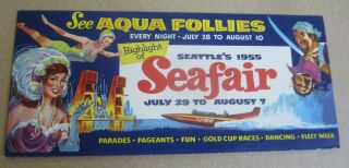 Old Vintage 1955 - Seattle - Seafair - Aqua Follies - Travel Brochure