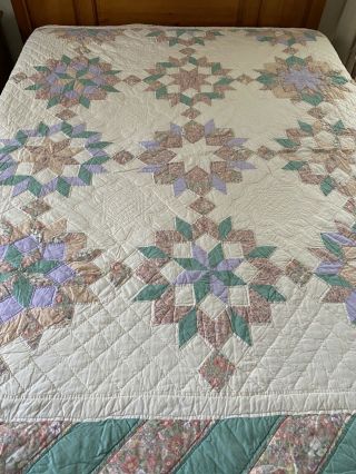 Wow Vintage Hand Crafted & Quilted The Carpenters Wheel Quilt 80 " X 81 "