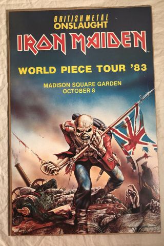 Vintage 1983 Iron Maiden World Piece Tour ‘83 Poster Madison Square Garden 20x13