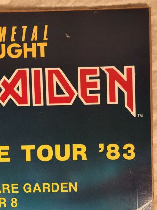 Vintage 1983 Iron Maiden World Piece Tour ‘83 Poster Madison Square Garden 20x13 3