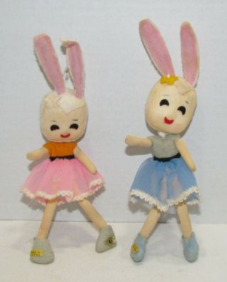 2 Vintage Easter Rabbits Bunny Knee Hugger Shelf Sitters,  Japan