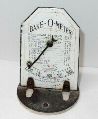 Vintage 1920`s Cooper Co.  Porcelain Bake - O - Meter Oven Thermometer