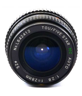 Vintage Tou/ Fivestar 28mm F2.  8 Pentax Pk Mount Wide Angle Prime Lens