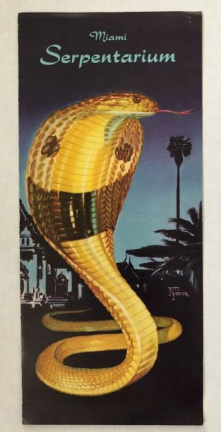Miami Serpentarium Vintage Brochure Snakes Of The World Cobra Venom1950s Kendall