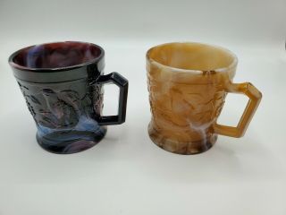 Vintage Imperial Glass Slag Mugs Set Of 2
