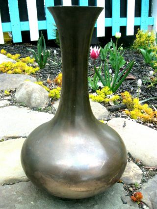 Large Heavy Vintage Brass Bronze Copper Vase