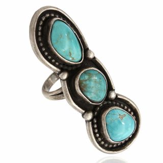 Vintage Navajo Handmade 925 Sterling Silver Turquoise Ring