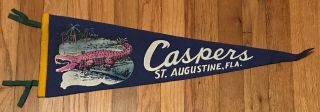 1950s Caspers Alligator Farm St.  Augustine Florida Souvenir Pennant