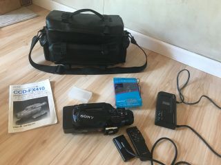 Sony Ccd - Fx410 Video - 8 Handycam Video Recorder Corder,  Charger Remote Bag - Vtg