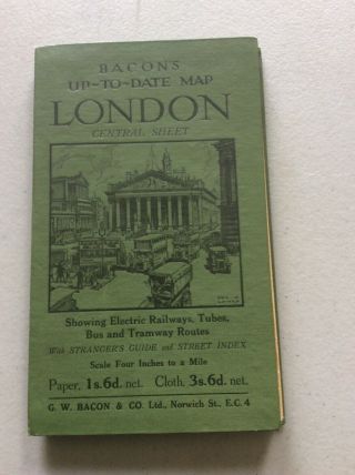 Victorian Antique Grand Tour Bacon’s Up To Date Map London Tourist Map Guide Boo