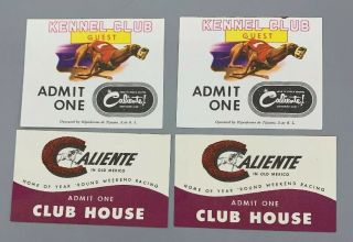 4 Vintage Caliente Tijuana Mexico Greyhound And Horse Racing Passes