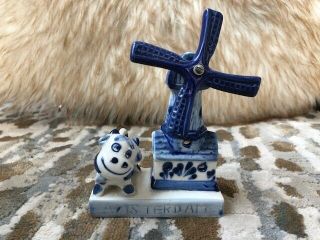 Hand Made Amsterdam Porcelain Wind Mill with Cow Dutch Souvenir 3