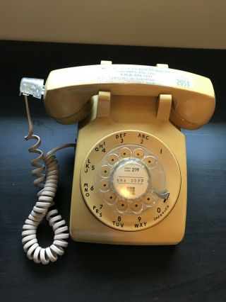Vintage Itt Harvest Gold Yellow Rotary Dial Telephone