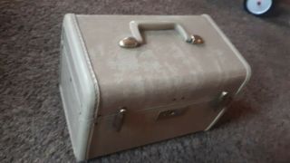 Vintage Samsonite Train Case Suitcase Make Up Luggage Marbled Cream Color
