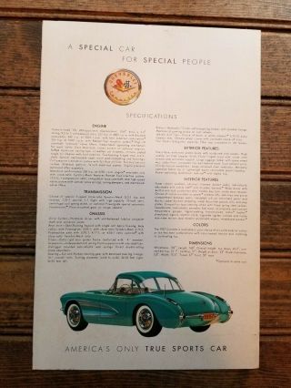 Vintage 1957 Chevrolet Corvette Dealer Sales Brochure FUN 2