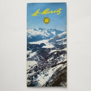 Vintage St.  Moritz Tourist Travel Souvenir Brochure Ski Map Switzerland Europe