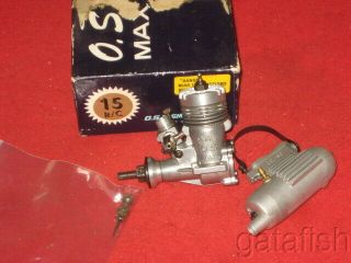 Vintage Os Max 15 Shiny Case R/c Nitro Model Airplane Engine Wbox Muffler