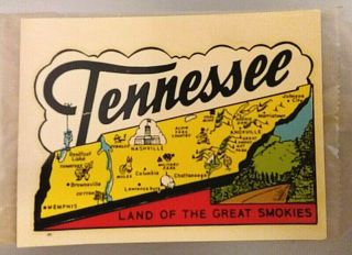 3 Authentic Vintage 1950 - 60 ' s Tennessee,  Smoky Mountains Travel Decals,  NIP 2