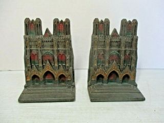 Art Craft Products Co.  Heavy Metal Notre Dame Cathedral Book Ends 5 1/2 " Tall