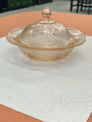 Vintage - Hazel Atlas Depression Glass - Pink Royal Lace Butter Dish & Lid