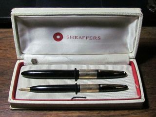 Vintage Sheaffers White Dot Fountain Pen & Pencil Set 14k Nib
